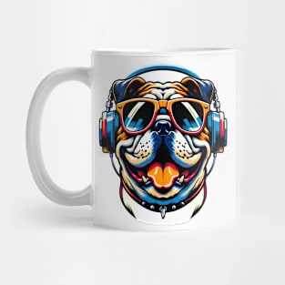 English Bulldog Smiling DJ with Groovy Vibes Mug